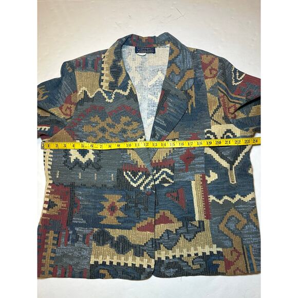 Willow Ridge Vintage Cotton  Southwest Aztec Blazer Jacket 3/4 Sleeve Size 20 - Picture 3 of 5